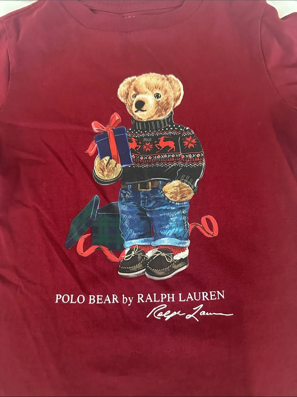Ralph Lauren Kids Polo Bear Long-Sleeve Tee - Burgundy